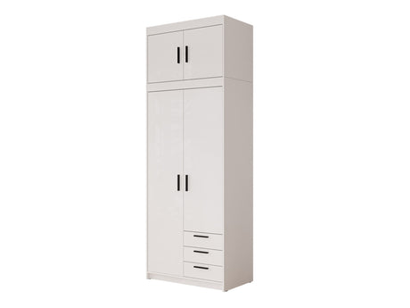 Gardróbszekrény Szafa ELENA 2D3S + nadstawka, Szín: Fehér
