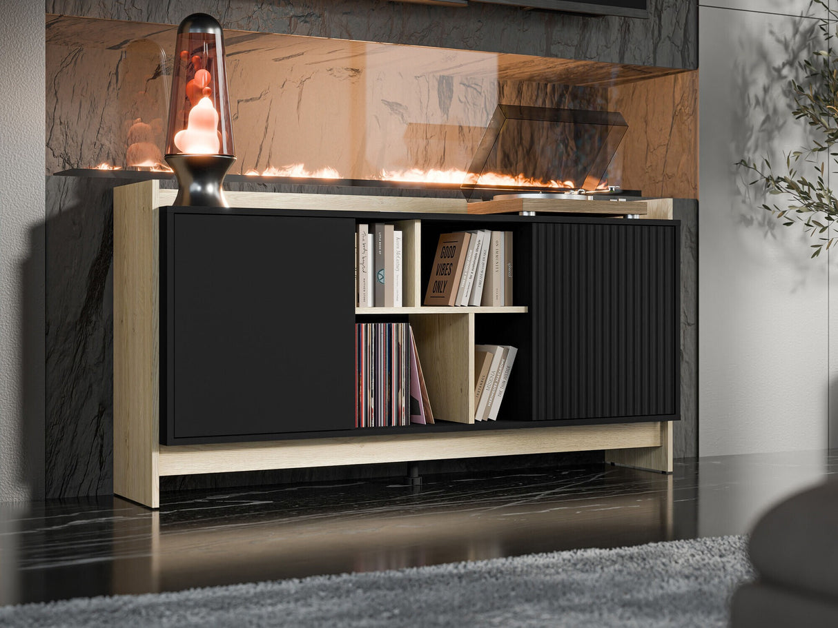 Szekrény Komoda PORTO 150 2D Dąb Cremona/Czarny 5903211386206