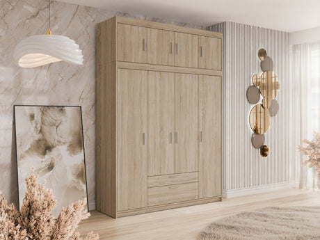 Gardróbszekrény ELENA (Melen 4D), Szín: Sonoma tölgy
