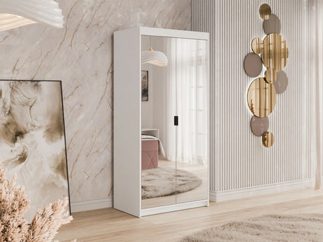 Gardróbszekrény Szafa ELENA 2D z lustrem, Szín: Fehér