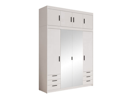 Gardróbszekrény Szafa ELENA 4D6S z lustrem + nadstawka, Szín: Fehér