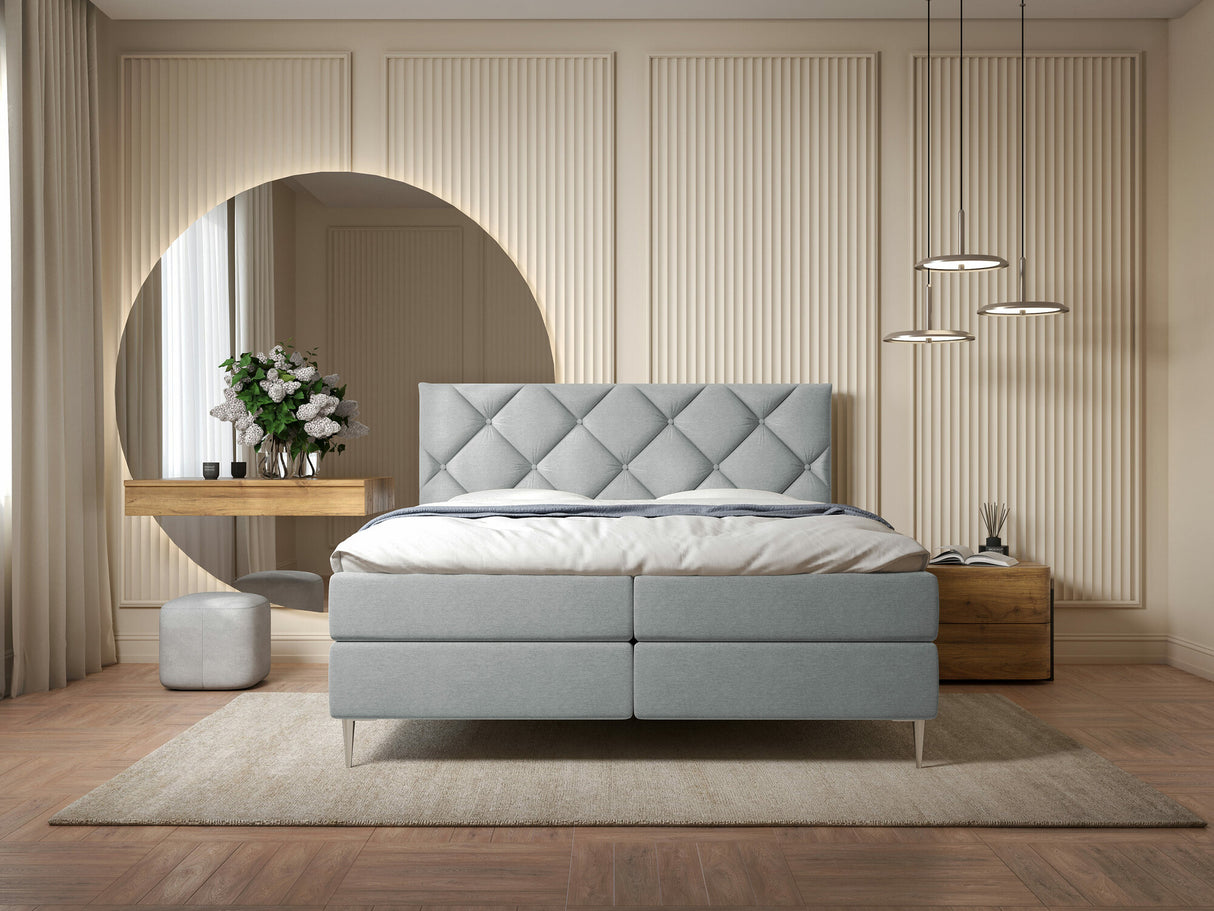 Kontinentális ágy Łoże kontynentalne LETRA, Szín: Verita 85, Alvó felület mérete: 160 x 200 cm, Lábak színe: Ezüst