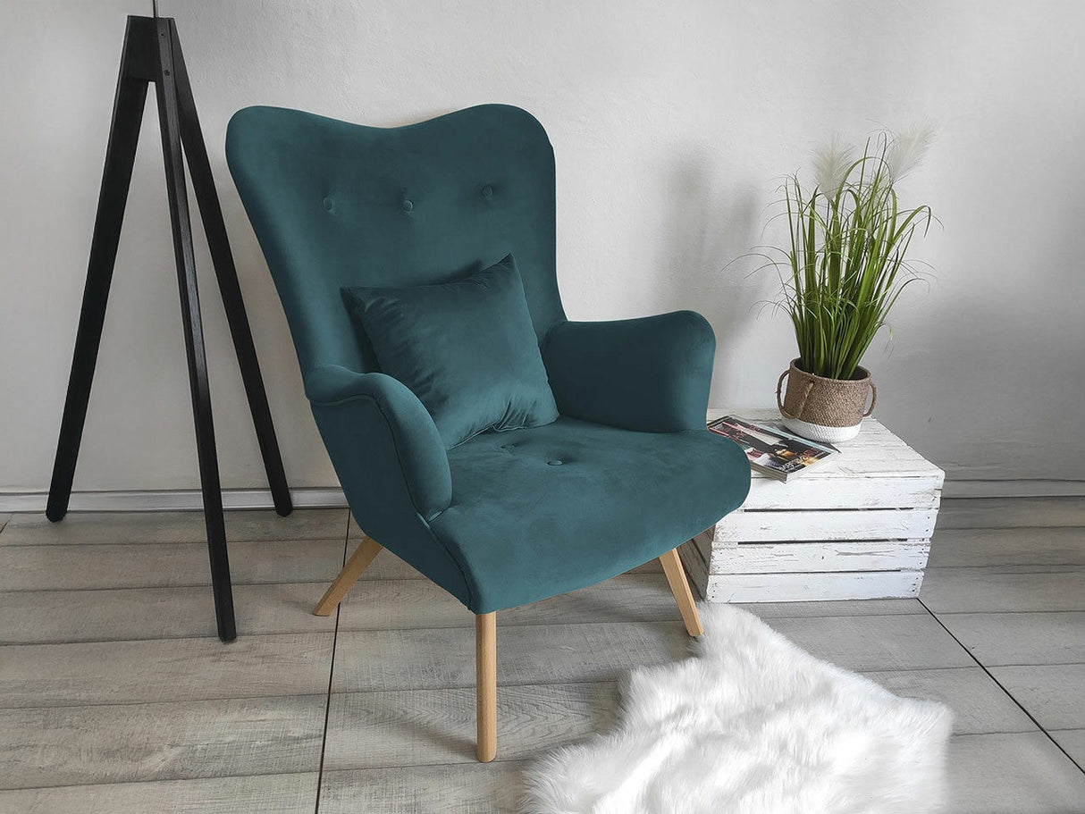 Fotel SKANDYNAWSKI NA NÓŻKACH (Akcjusz), Szín: Magic Velvet 2222
