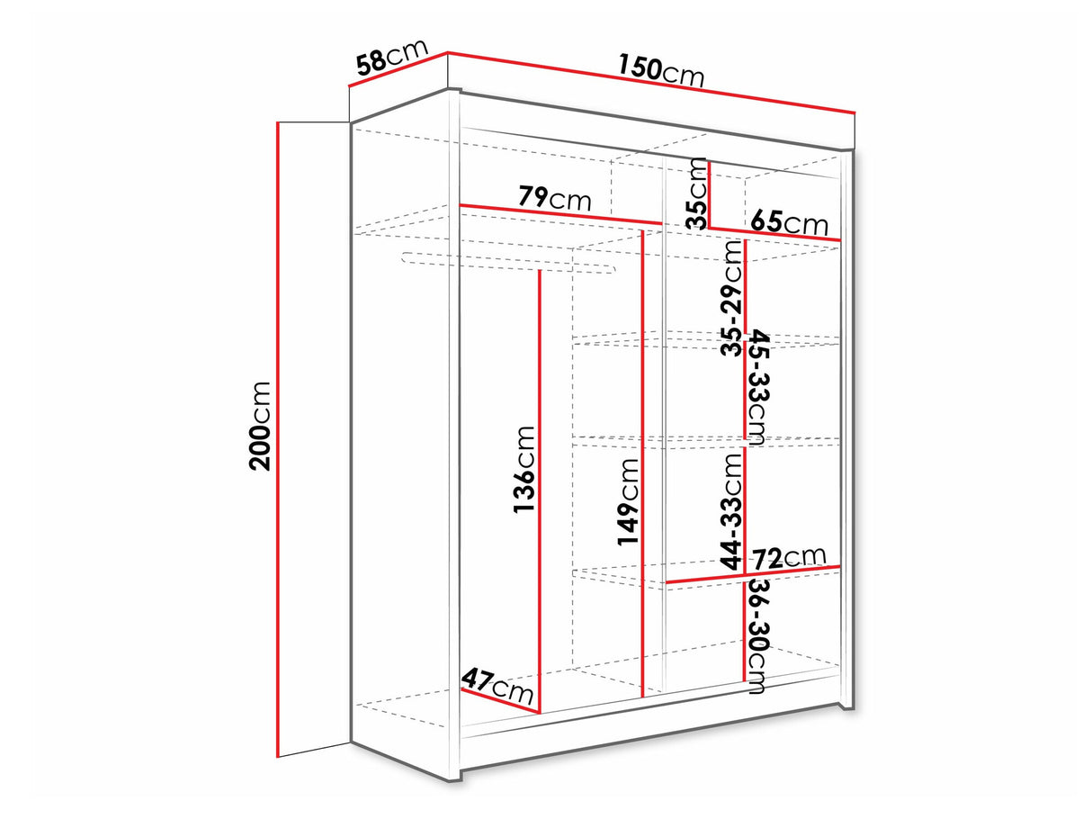 Gardróbszekrény Westa XII (Presto XII), Szín: Fehér, Led világítás: Igen