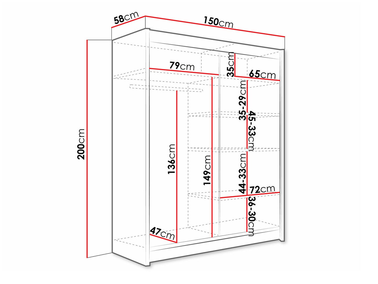 Gardróbszekrény Westa II (Presto II), Szín: Kasmír, Led világítás: Nem