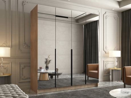 Gardróbszekrény Szafa SANTI III, Szín: Fényes fa + Fekete