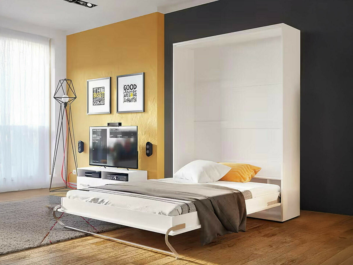 Szekrényágy CONCEPT PRO CP-01, Szín: Fehér + Fényes fehér, Alvó felület mérete: 140 x 200 cm