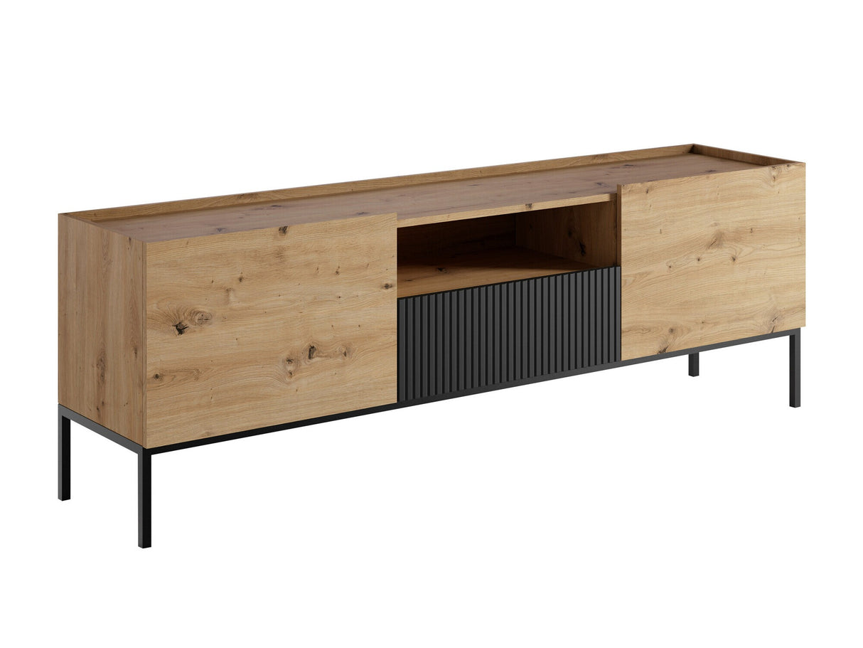 TV-állvány Szafka RTV COMO 180 2D1SZ, Szín: Artisan tölgy + Fekete