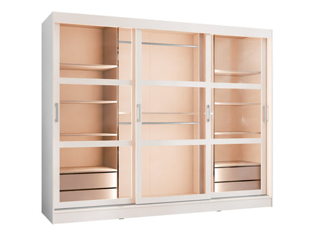 Gardróbszekrény Szafa przesuwna NORLIO 250, Szín: Fehér, Led világítás: Igen