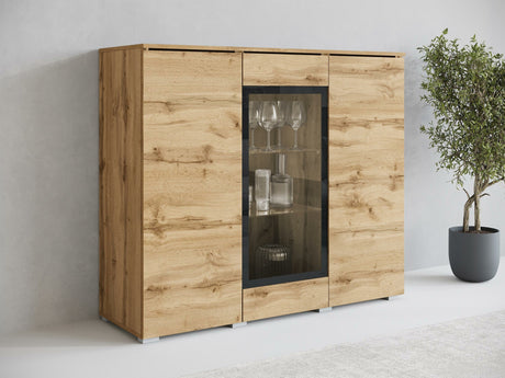 Szekrény Komoda VERA 120, Szín: Wotan tölgy, Led világítás: Nem