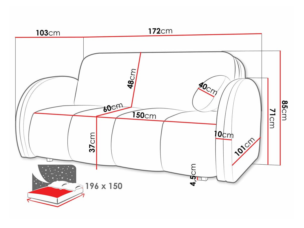 Kanapéágy Kanapa VIVA COMFY IV, Szín: Velo 627
