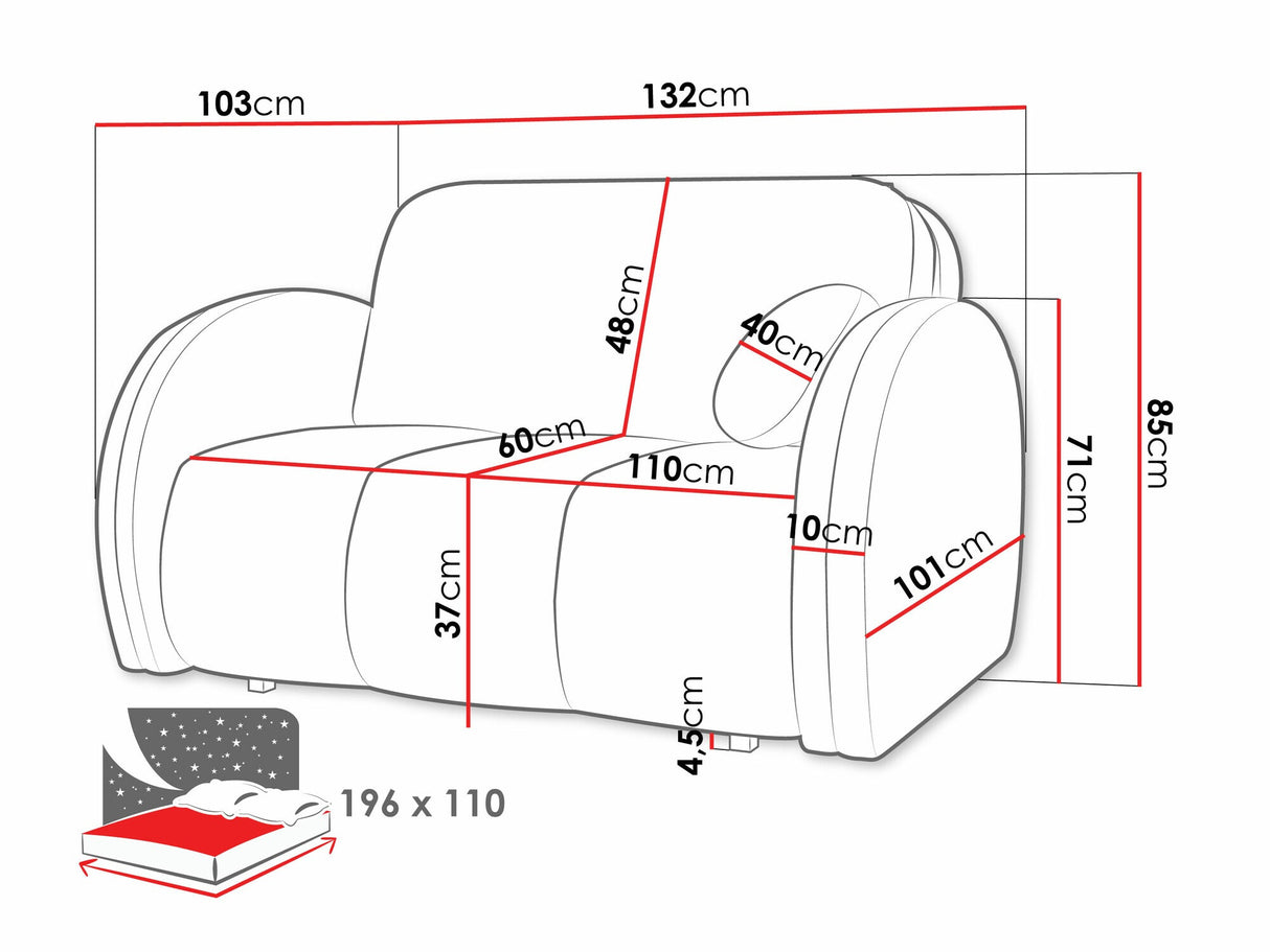 Kanapéágy Kanapa VIVA COMFY II, Szín: Velo 623