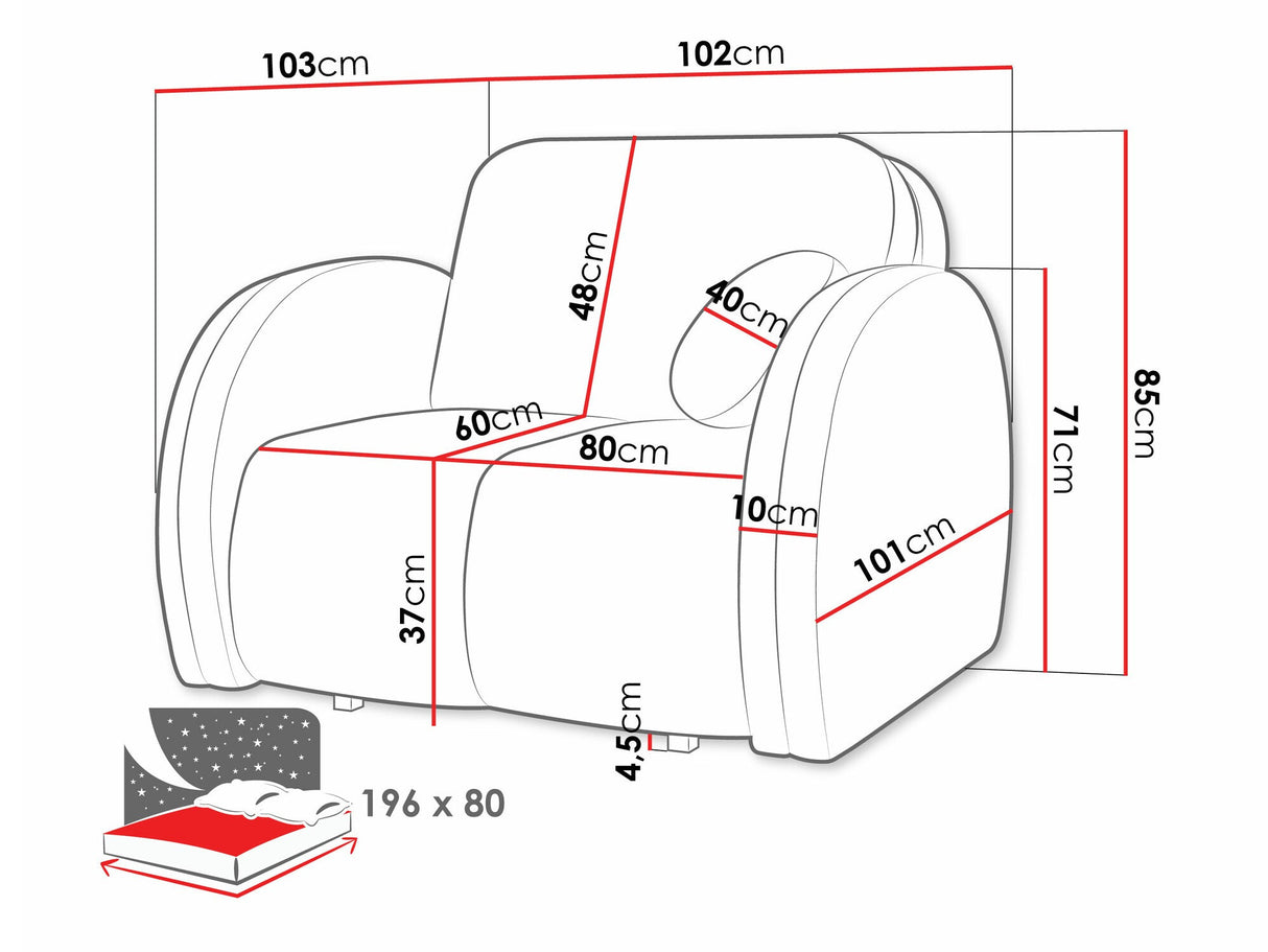 Fotel Kanapa VIVA COMFY I, Szín: Velo 621