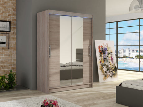 Gardróbszekrény Miami II (Aldo II), Szín: Triufel tölgy, Led világítás: Igen RGB