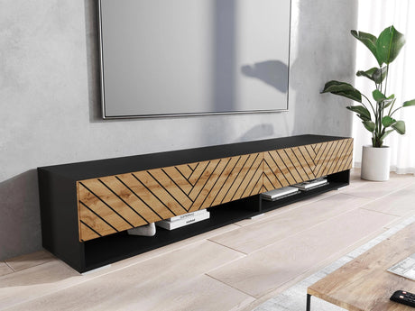 TV-állvány Lowboard A180 (Adenik 180), Led világítás: Igen, Szín: Grafit + Wotan tölgy