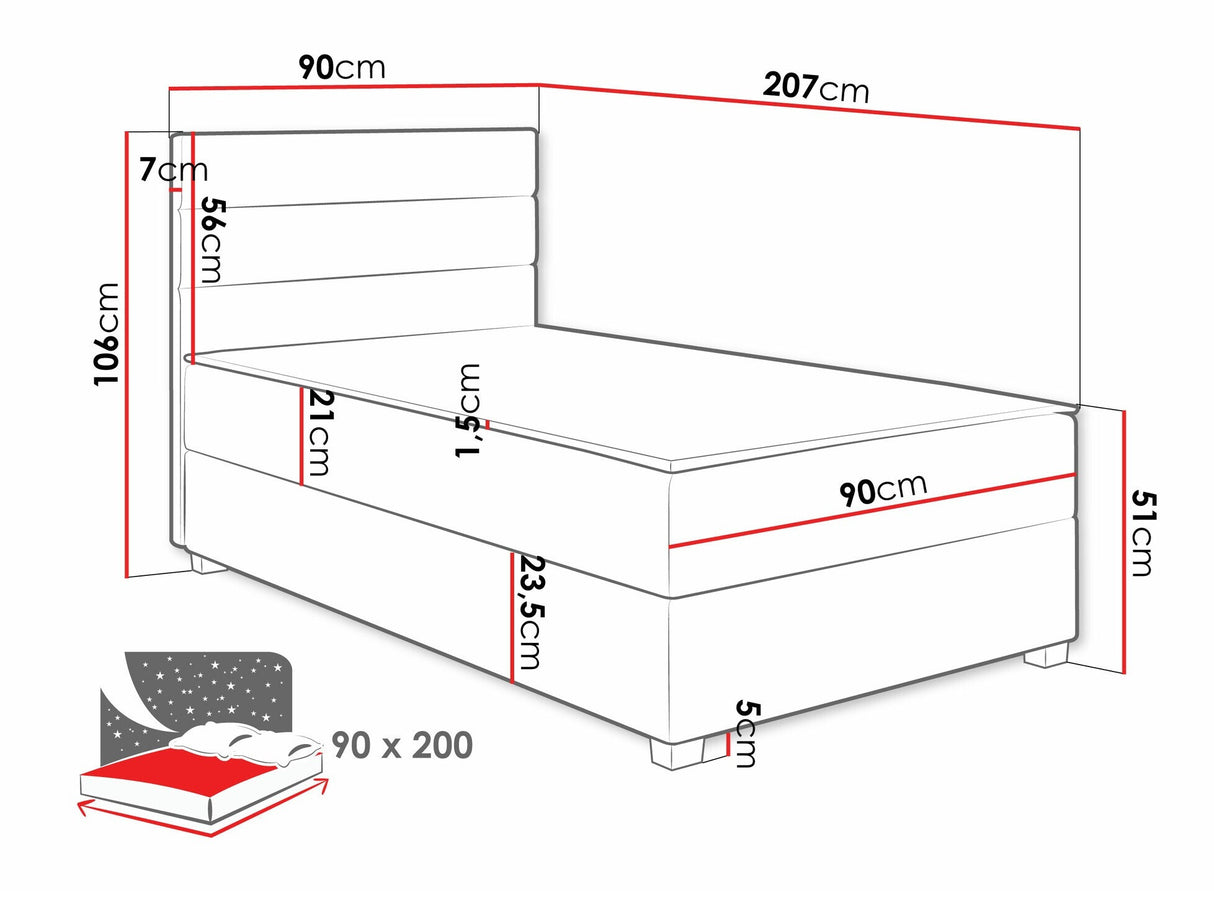 Kontinentális ágy Łóżko kontynentalne ELEN, Szín: Manila 26, Alvó felület mérete: 90 x 200 cm