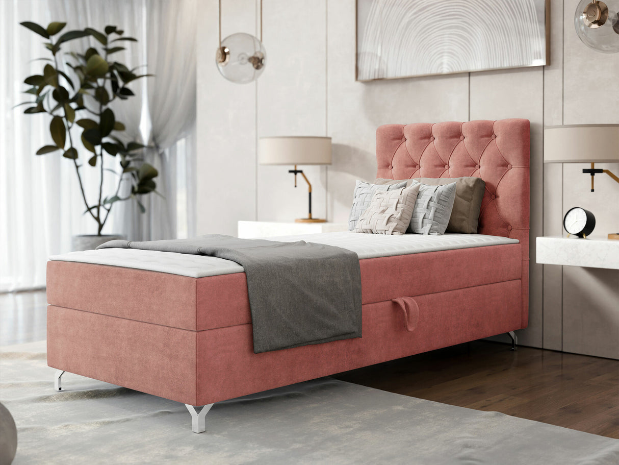 Kontinentális ágy Łóżko kontynentalne CHESTER z pojemnikiem + TOPPER, Szín: Manila 29, Alvó felület mérete: 90 x 200 cm, Ágyneműtartó: Jobbra