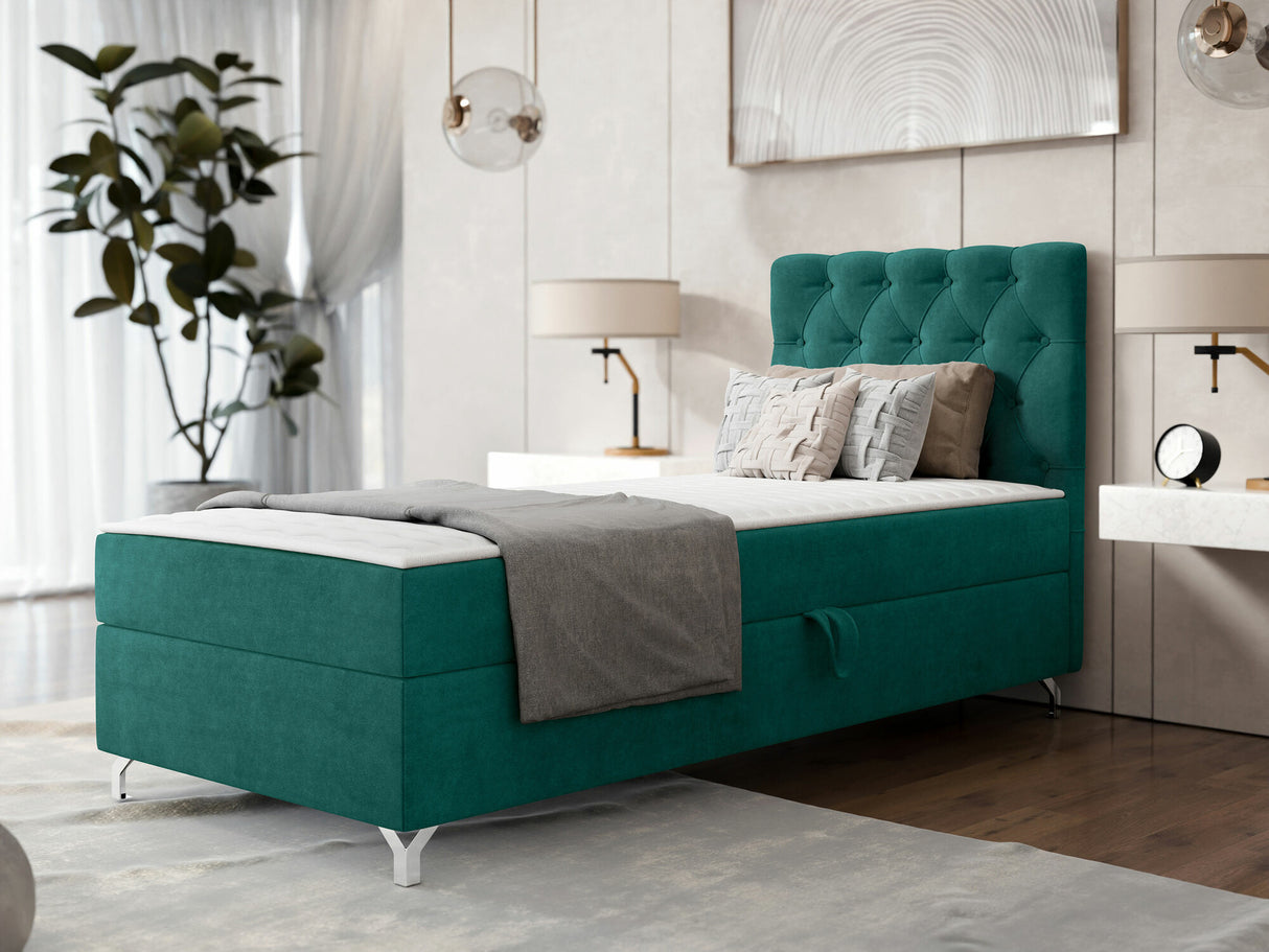 Kontinentális ágy Łóżko kontynentalne CHESTER z pojemnikiem + TOPPER, Szín: Manila 37, Alvó felület mérete: 80 x 200 cm, Ágyneműtartó: Jobbra