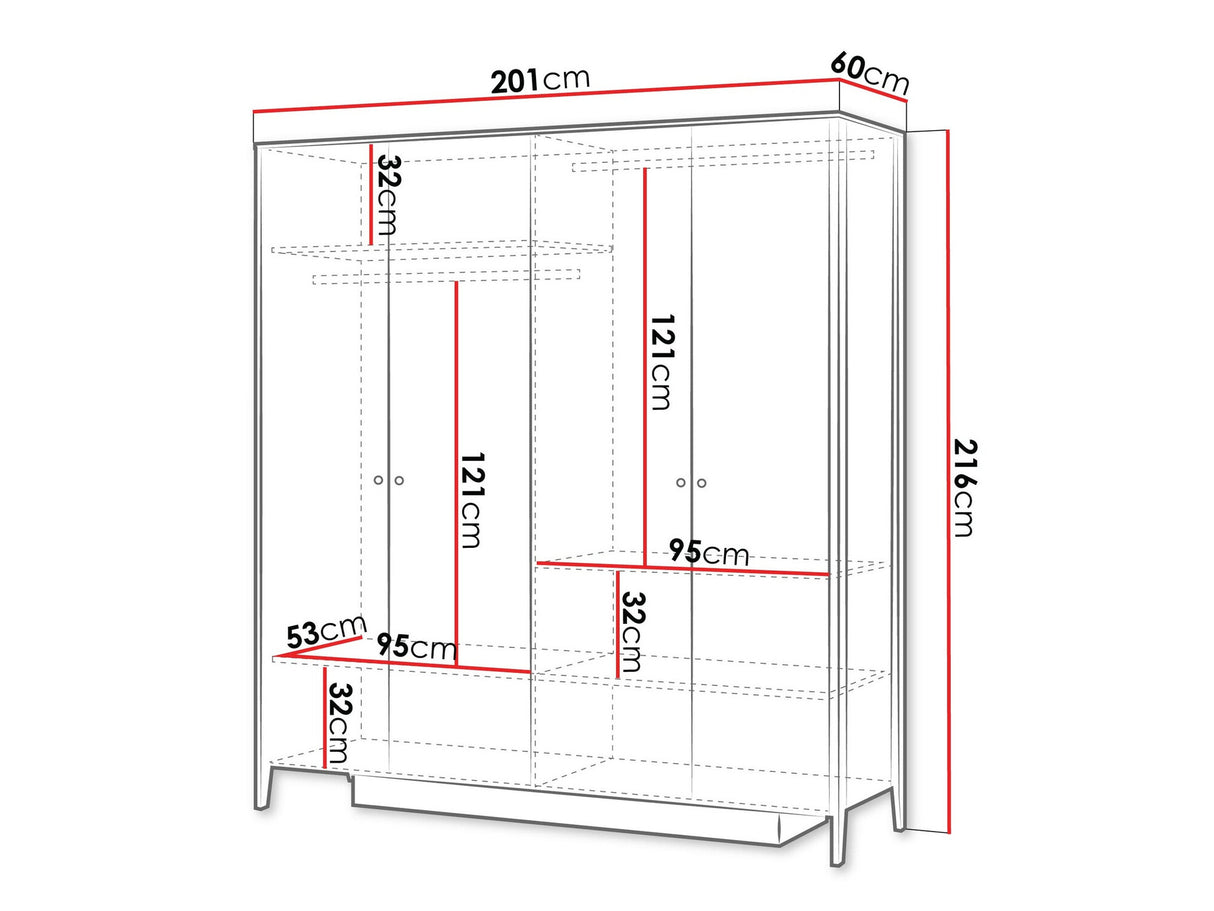 Gardróbszekrény Szafa 4D SNUGLY SU-01 Dąb Olejowany 5903211408410