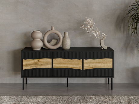 TV-állvány Szafka RTV INSERTO 150 3D (Fekete + Wotan tölgy)