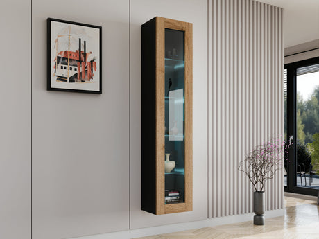 Polc Vigo 180 II (Zigo 180), Szín: Fekete + Wotan tölgy, Led világítás: Igen RGB