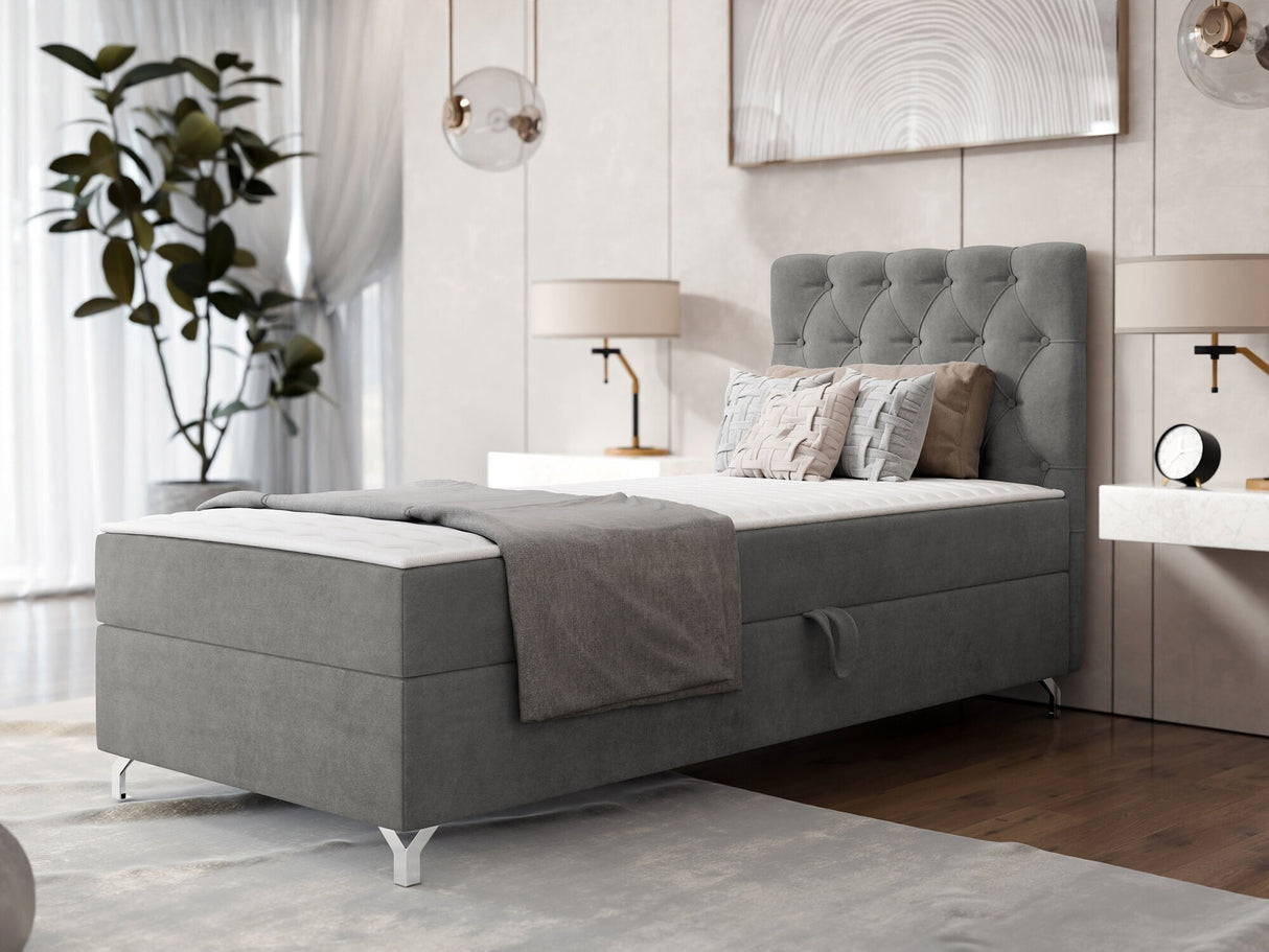 Kontinentális ágy Łóżko kontynentalne CHESTER z pojemnikiem + TOPPER, Szín: Manila 16, Alvó felület mérete: 90 x 200 cm, Ágyneműtartó: Jobbra
