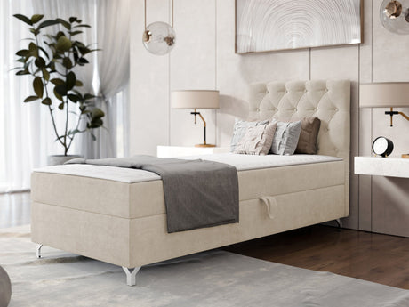 Kontinentális ágy Łóżko kontynentalne CHESTER z pojemnikiem + TOPPER, Szín: Manila 02, Alvó felület mérete: 90 x 200 cm, Ágyneműtartó: Jobbra
