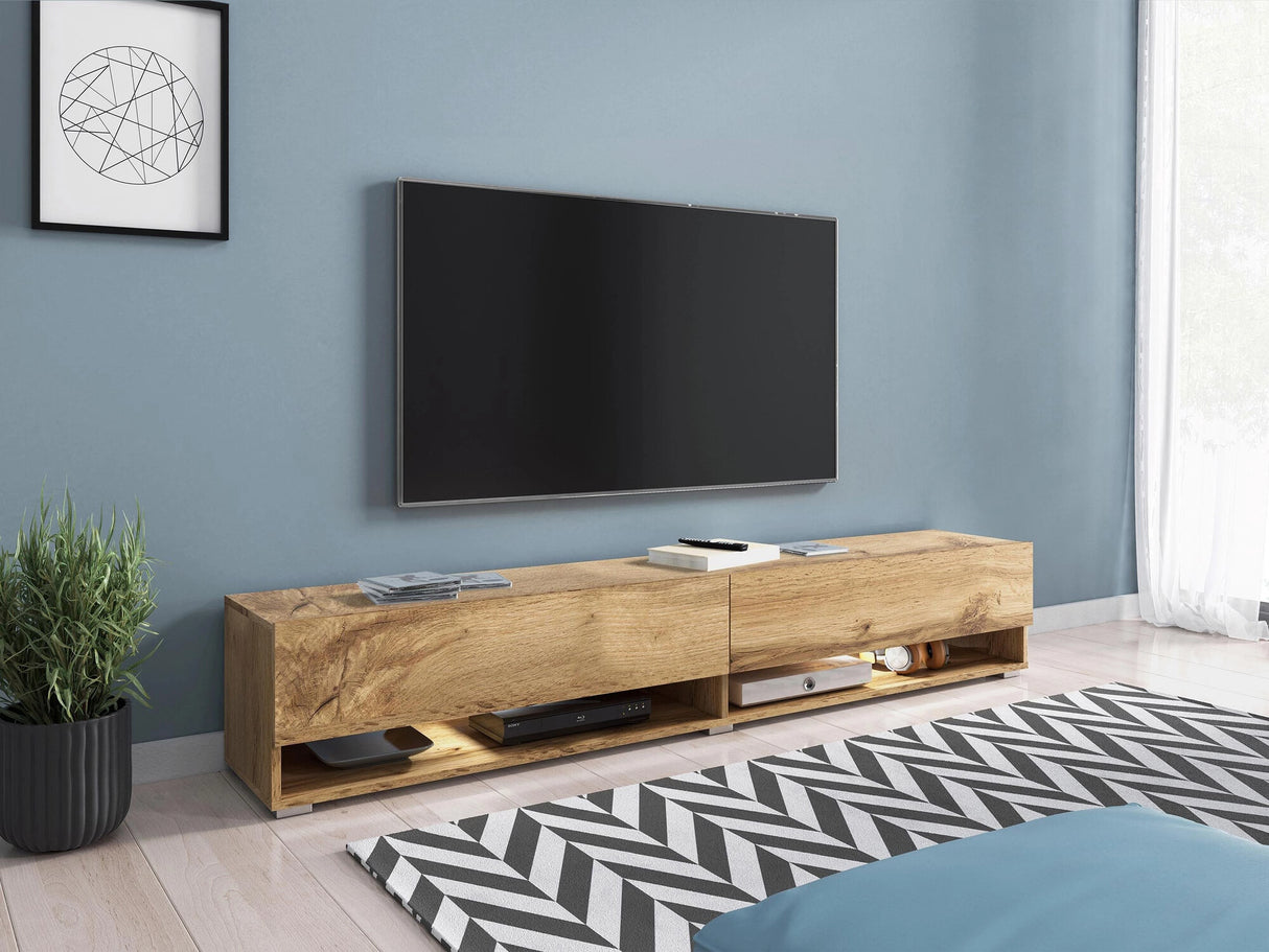 TV-állvány Lowboard A180 (Adenik 180), Led világítás: Igen, Szín: Wotan tölgy