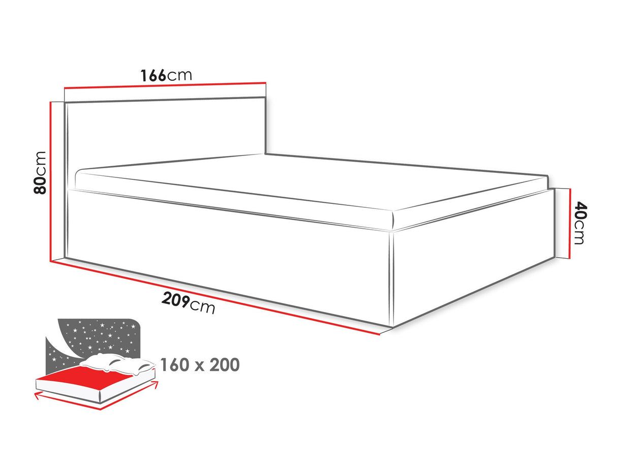 Ágy Łóżko TIRENO 160x200 ze stelażem Biały Bársony/Ryfle Biała