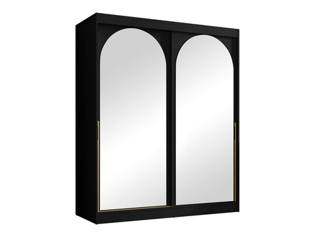 Gardróbszekrény Szafa przesuwna MODIN 180, Szín: Fekete, Fogantyú színe: Aranysárga