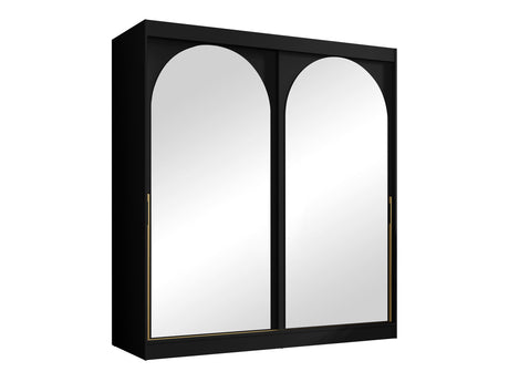 Gardróbszekrény Szafa przesuwna MODIN 200, Szín: Fekete, Fogantyú színe: Aranysárga