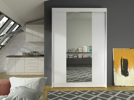 Gardróbszekrény Linem II (Parys II), Szín: Fehér, Led világítás: Nem