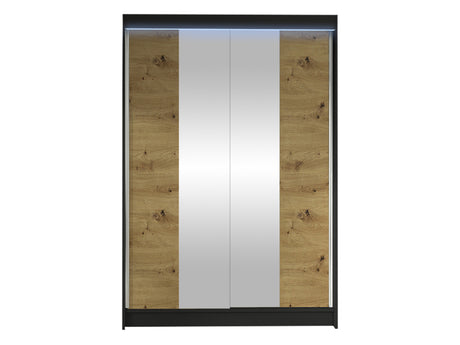 Gardróbszekrény Linem II (Parys II), Szín: Fekete + Artisan tölgy, Led világítás: Igen