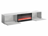 TV-állvány RTv SLIDE 200 K (Koda with a kandalló), Szín: Fehér + Fényes fehér, A kandalló színe: Fehér