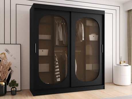 Gardróbszekrény Szafa 180 BAHRAJN, Szín: Fekete, Fiókok: Nem, Led világítás: Nem