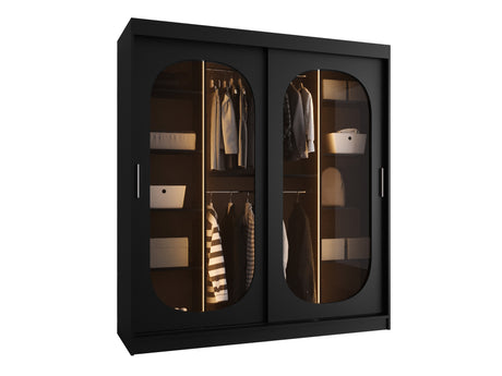 Gardróbszekrény Szafa 180 BAHRAJN, Szín: Fekete, Fiókok: Igen, Led világítás: Igen