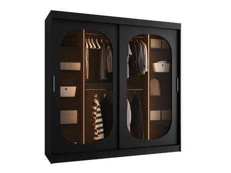 Gardróbszekrény Szafa 200 BAHRAJN, Szín: Fekete, Fiókok: Nem, Led világítás: Igen