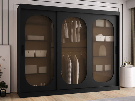 Gardróbszekrény Szafa 250 BAHRAJN, Szín: Fekete, Fiókok: Igen, Led világítás: Nem