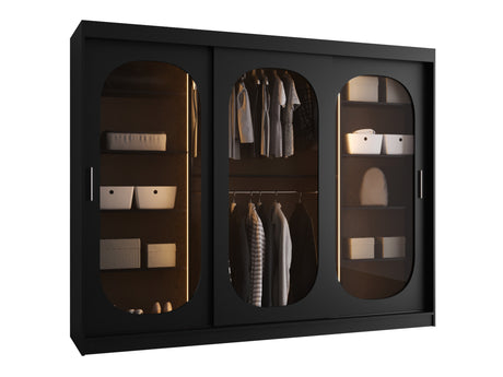 Gardróbszekrény Szafa 250 BAHRAJN, Szín: Fekete, Fiókok: Nem, Led világítás: Igen