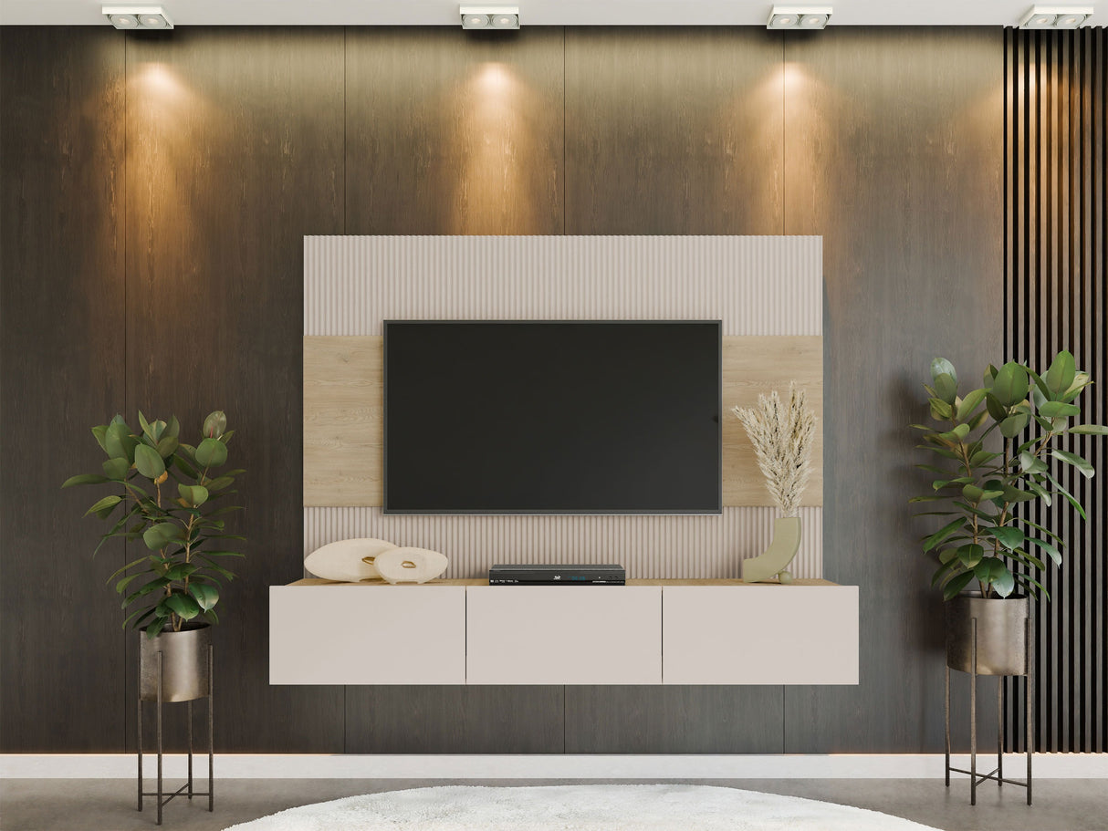 Nappali szett Szafka RTV 180x150 DEROMI, Szín: Beige + Tölgy