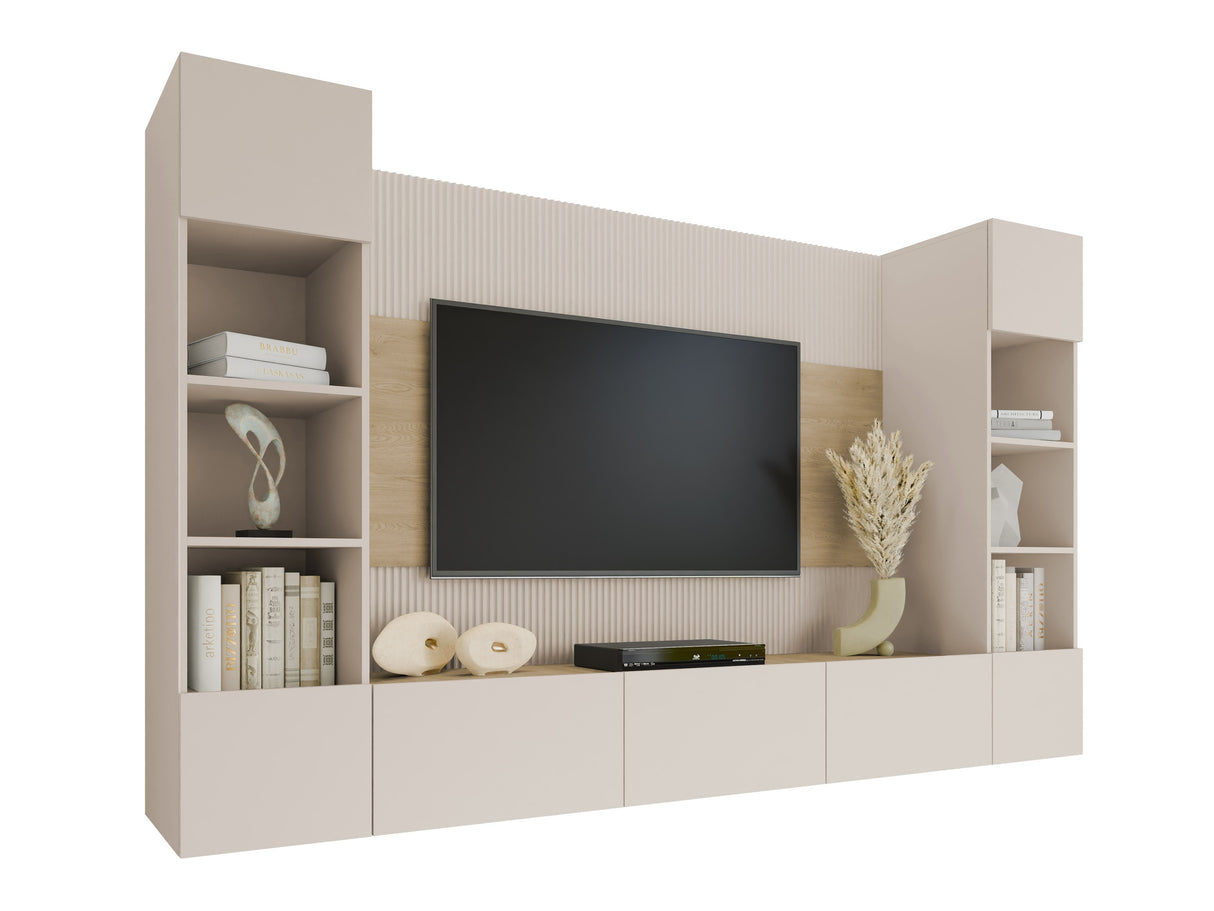 Nappali szett Meblościanka DEROMI I, Szín: Beige + Tölgy