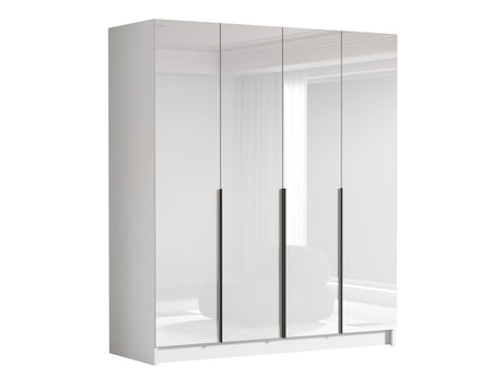 Gardróbszekrény Szafa SANTI I Biały/Biały Połysk, Fogantyú színe: Fekete