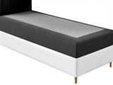 Kontinentális ágy JUNIOR MAJA 1 (Junior Kamire 1), Szín: Öko bőr Soft 017 + Fresh 34, Ágyneműtartó: Jobbra, Alvó felület mérete: 90 x 200 cm