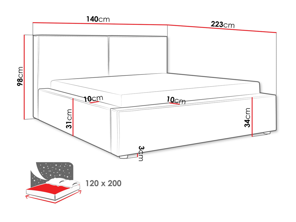 Ágy Łóżko tapicerowane SANTOS, Szín: Coral 65, Alvó felület mérete: 120 x 200 cm