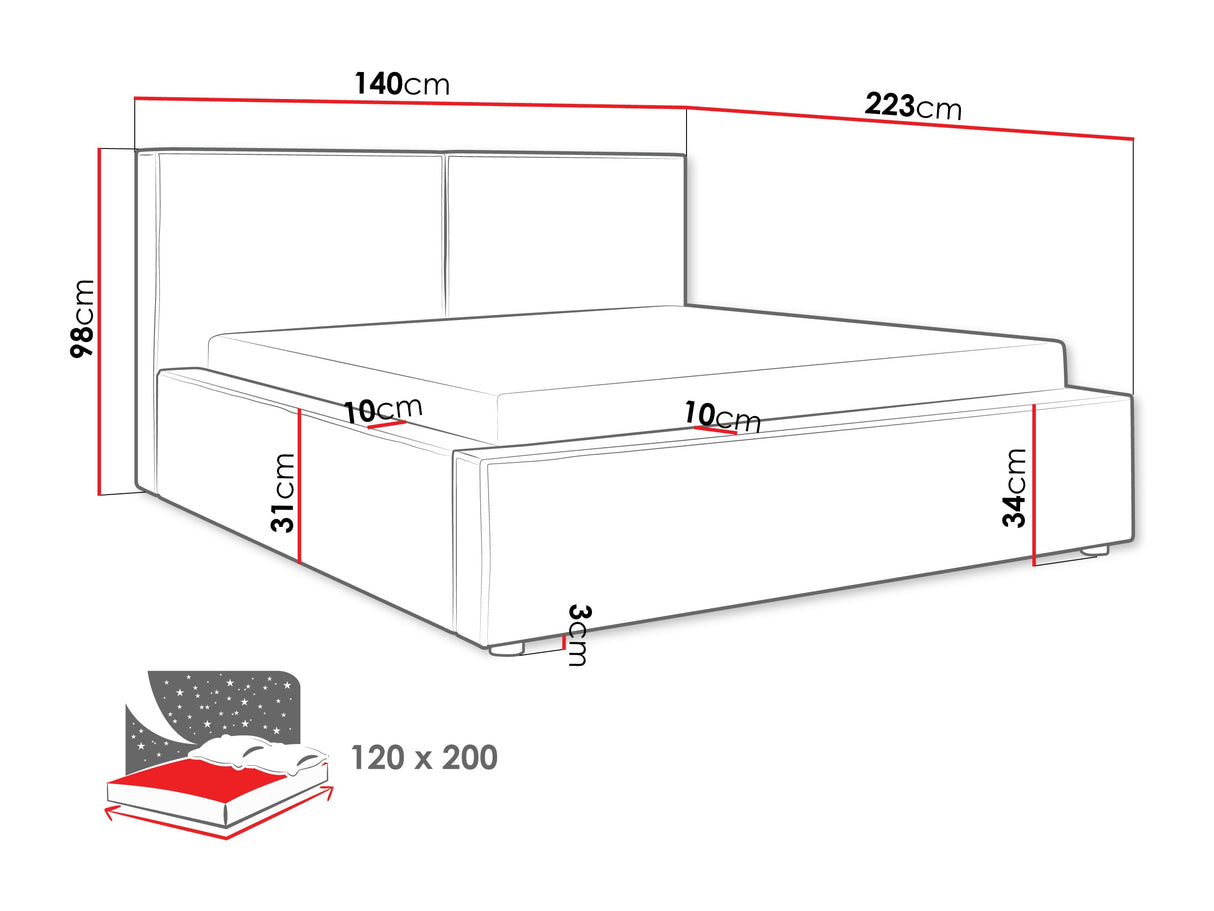 Ágy Łóżko tapicerowane SANTOS, Szín: Coral 45, Alvó felület mérete: 120 x 200 cm