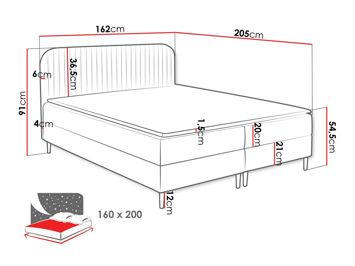 Kontinentális ágy BOX BEST 1, Szín: Coral 10, Alvó felület mérete: 160 x 200 cm 4129115