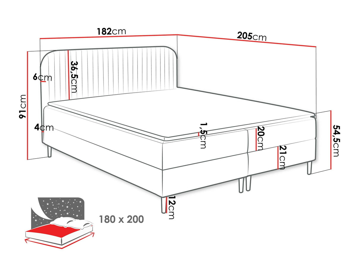 Kontinentális ágy BOX BEST 1, Szín: Coral 10, Alvó felület mérete: 180 x 200 cm 4129133