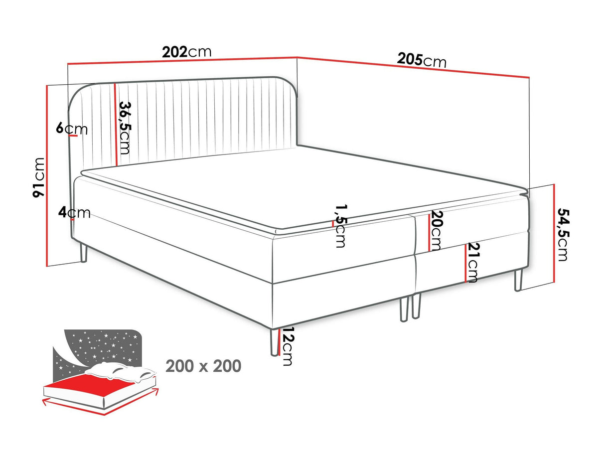 Kontinentális ágy BOX BEST 1, Szín: Coral 50, Alvó felület mérete: 200 x 200 cm 4129144