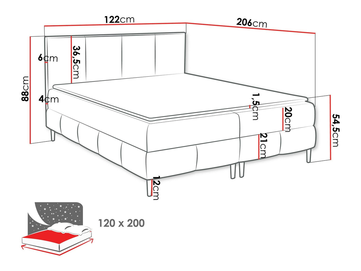 Kontinentális ágy BOX BEST 2, Szín: Coral 75, Alvó felület mérete: 120 x 200 cm 4129153
