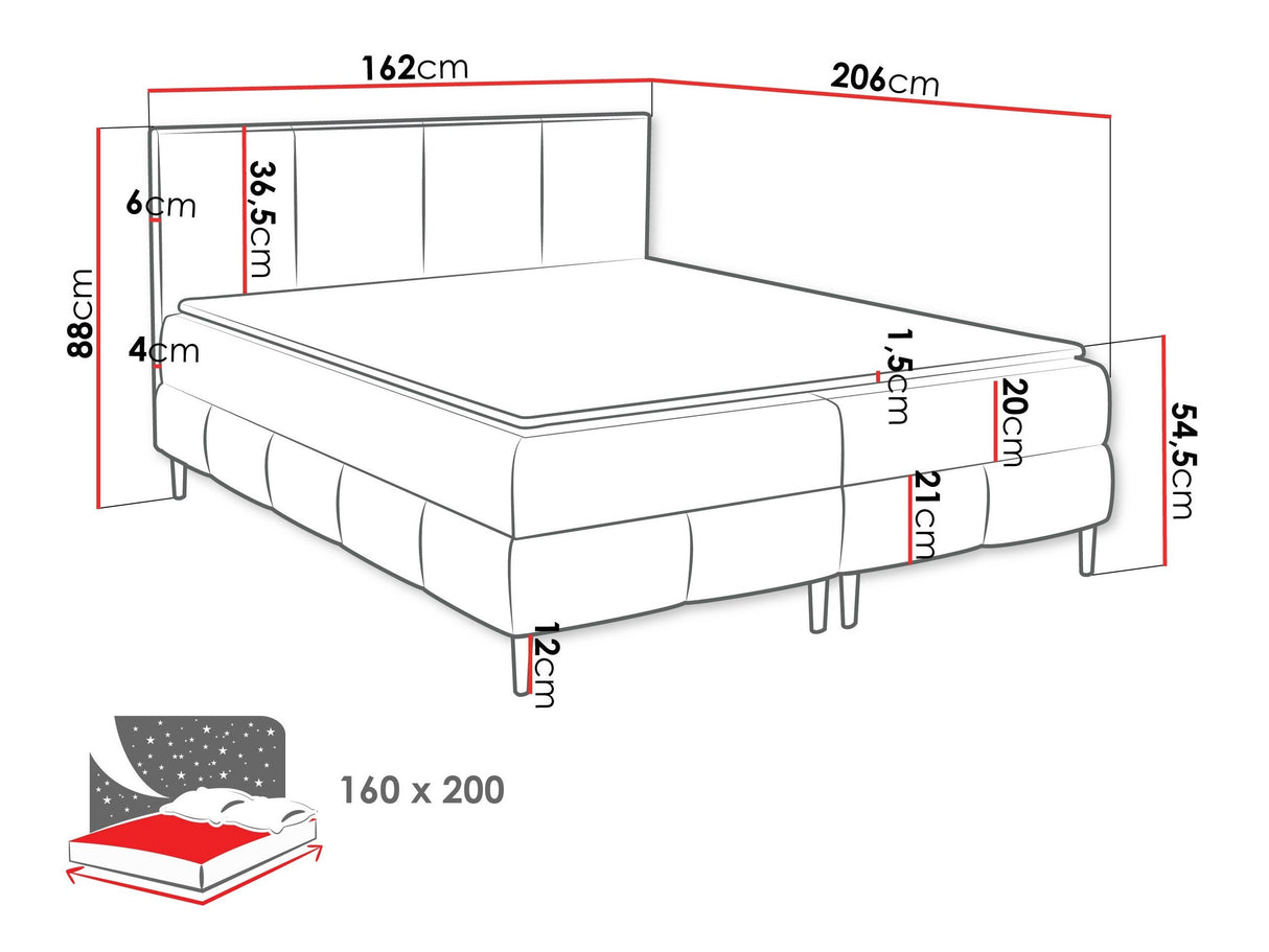 Kontinentális ágy BOX BEST 2, Szín: Coral 35, Alvó felület mérete: 160 x 200 cm 4129164